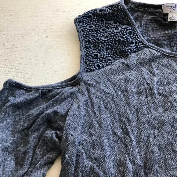 Indigo Blue Sweater Cold Shoulder Size 3X - Picture 1 of 5